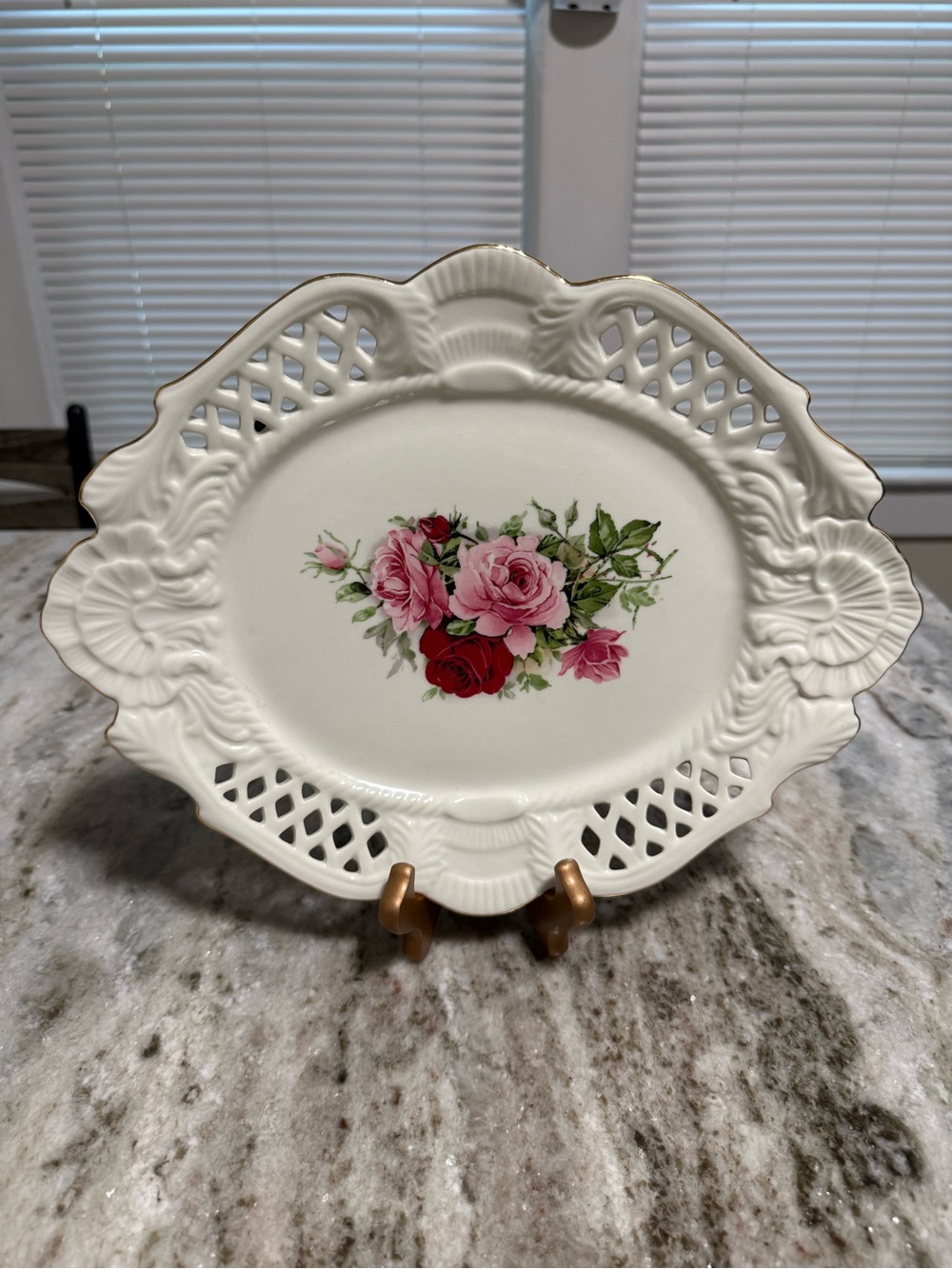 Formalities by Baum Bros. Rose Floral Porcelain Serving Platter 12”